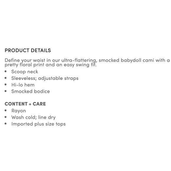 Torrid Babydoll Challis Smocked Cami GRAY FLORAL - size 1X - Picture 10 of 11